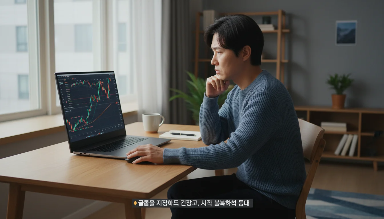 노트북으로 중동 뉴스 확인하며 방산주 투자 고민하는 한국인 1