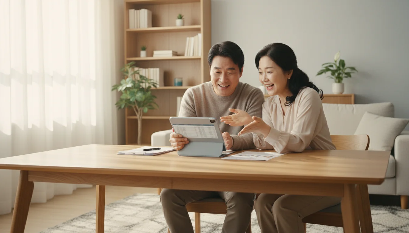 상속세 절세 위해 서류 검토하는 한국인 부부 1